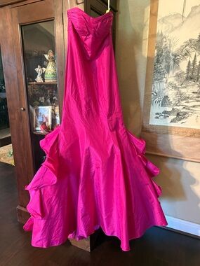 Mac Duggal Magenta Strapless Evening Gown